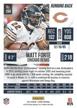 2015 Score #194 Matt Forte Back