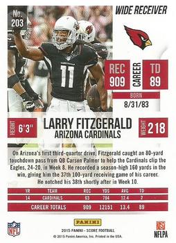 2015 Score #203 Larry Fitzgerald Back