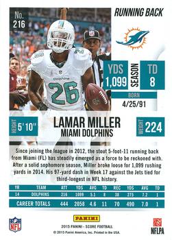 2015 Score #216 Lamar Miller Back