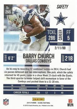 2015 Score #265 Barry Church Back