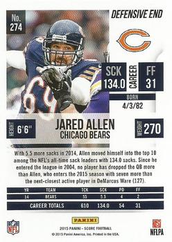 2015 Score #274 Jared Allen Back