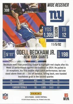 2015 Score #308 Odell Beckham Jr. Back