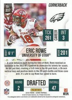 2015 Score #337 Eric Rowe Back