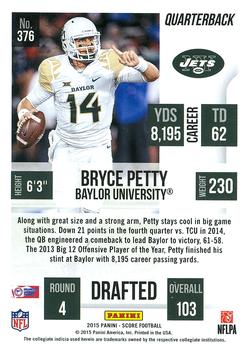 2015 Score #376 Bryce Petty Back