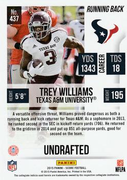 2015 Score #437 Trey Williams Back