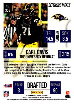 2015 Score #353 Carl Davis Back