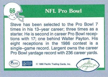 1989 Pacific Steve Largent #66 7-Time Pro Bowl Selection Back