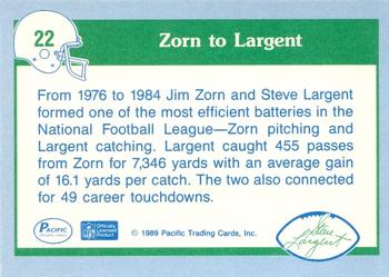 1989 Pacific Steve Largent #22 Jim Zorn Back