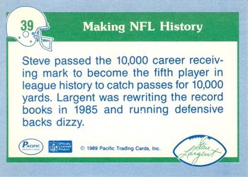 1989 Pacific Steve Largent #39 10,000 Career Receiving Yards Back
