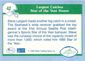1989 Pacific Steve Largent #42 Sports Star of the Year Back