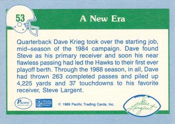 1989 Pacific Steve Largent #53 Dave Krieg Back