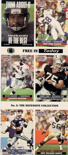 1991 Pro Set - UK Today Sheets #5 Mike Singletary / Carl Banks / Deion Sanders / Howie Long / Issiac Holt / Pat Swilling Front