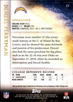 2015 Topps Valor #57 Denzel Perryman Back