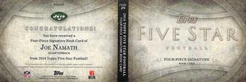 2014 Topps Five Star - Four-Piece Signature Book #FSSB-JN Joe Namath Back
