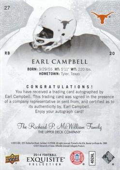 2014 Upper Deck Exquisite Collection - Green Rainbow #27 Earl Campbell Back