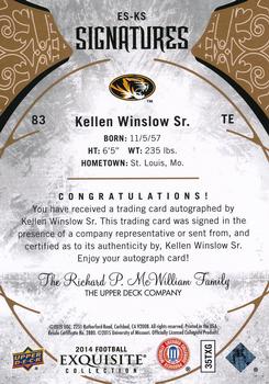 2014 Upper Deck Exquisite Collection - Signatures #ES-KS Kellen Winslow Sr. Back