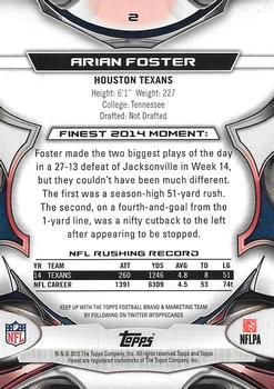 2015 Finest #2 Arian Foster Back