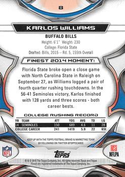 2015 Finest #8 Karlos Williams Back