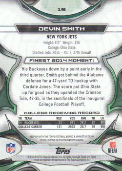 2015 Finest #19 Devin Smith Back