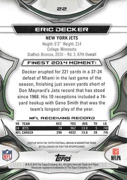 2015 Finest #22 Eric Decker Back
