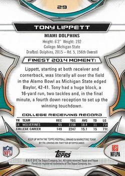 2015 Finest #29 Tony Lippett Back