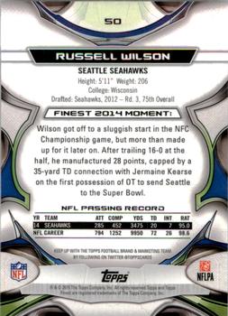 2015 Finest #50 Russell Wilson Back