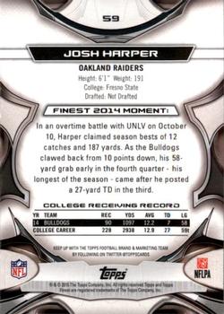 2015 Finest #59 Josh Harper Back