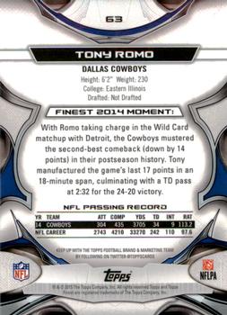 2015 Finest #63 Tony Romo Back