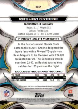 2015 Finest #97 Rashad Greene Back