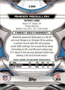 2015 Finest #139 Ameer Abdullah Back
