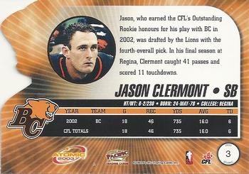 2003 Pacific Atomic CFL #3 Jason Clermont Back