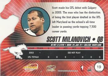 2003 Pacific Atomic CFL #19 Scott Milanovich Back