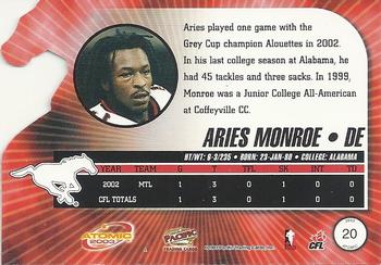 2003 Pacific Atomic CFL #20 Aries Monroe Back