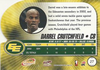 2003 Pacific Atomic CFL #27 Darrel Crutchfield Back