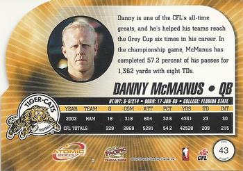 2003 Pacific Atomic CFL #43 Danny McManus Back