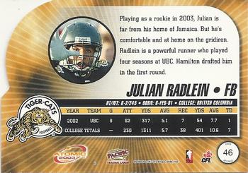 2003 Pacific Atomic CFL #46 Julian Radlein Back