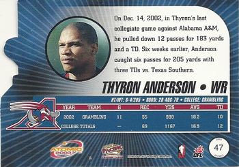 2003 Pacific Atomic CFL #47 Thyron Anderson Back