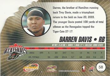 2003 Pacific Atomic CFL #58 Darren Davis Back