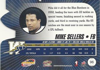 2003 Pacific Atomic CFL #96 Mike Sellers Back