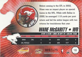 2003 Pacific Atomic CFL - Gold #18 Wane McGarity Back