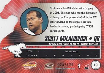 2003 Pacific Atomic CFL - Gold #19 Scott Milanovich Back