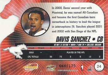 2003 Pacific Atomic CFL - Gold #24 Davis Sanchez Back