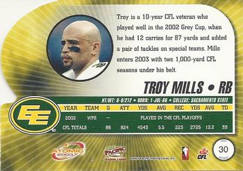 2003 Pacific Atomic CFL - Red #30 Troy Mills Back