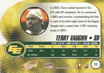 2003 Pacific Atomic CFL - Red #36 Terry Vaughn Back