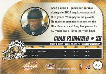 2003 Pacific Atomic CFL - Red #45 Chad Plummer Back