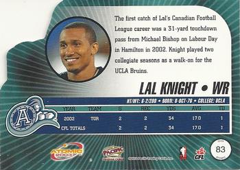 2003 Pacific Atomic CFL - Red #83 Lal Knight Back