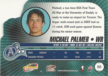 2003 Pacific Atomic CFL - Red #88 Michael Palmer Back