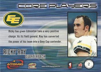 2003 Pacific Atomic CFL - Core Players #2 Ricky Ray Back