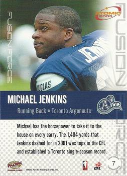 2003 Pacific Atomic CFL - Fusion Force #7 Michael Jenkins Back