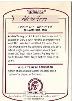 1988 Southern Cal Winners #NNO Adrian Young Back